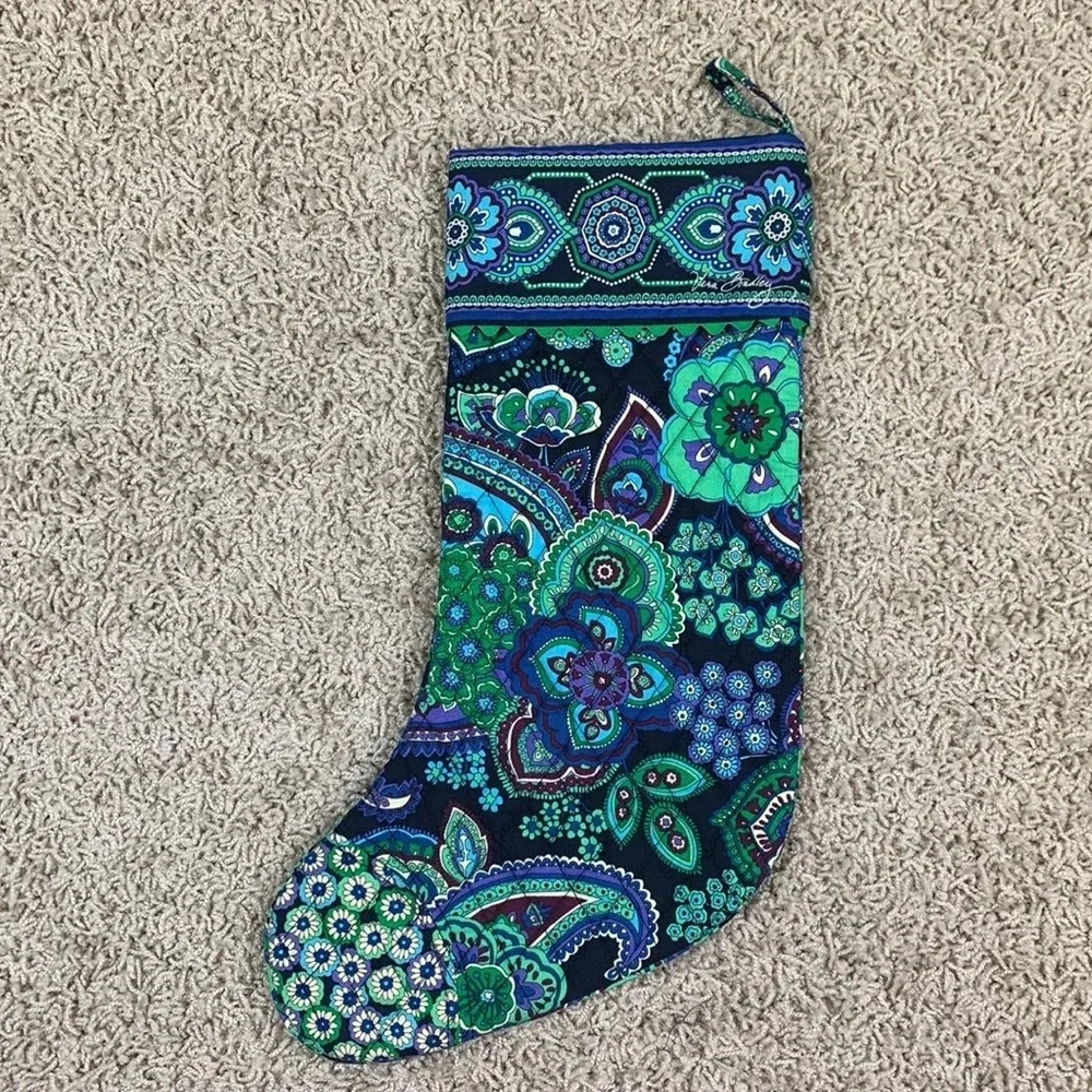 Vera Bradley blue green Christmas stocking - Picture 4 of 5